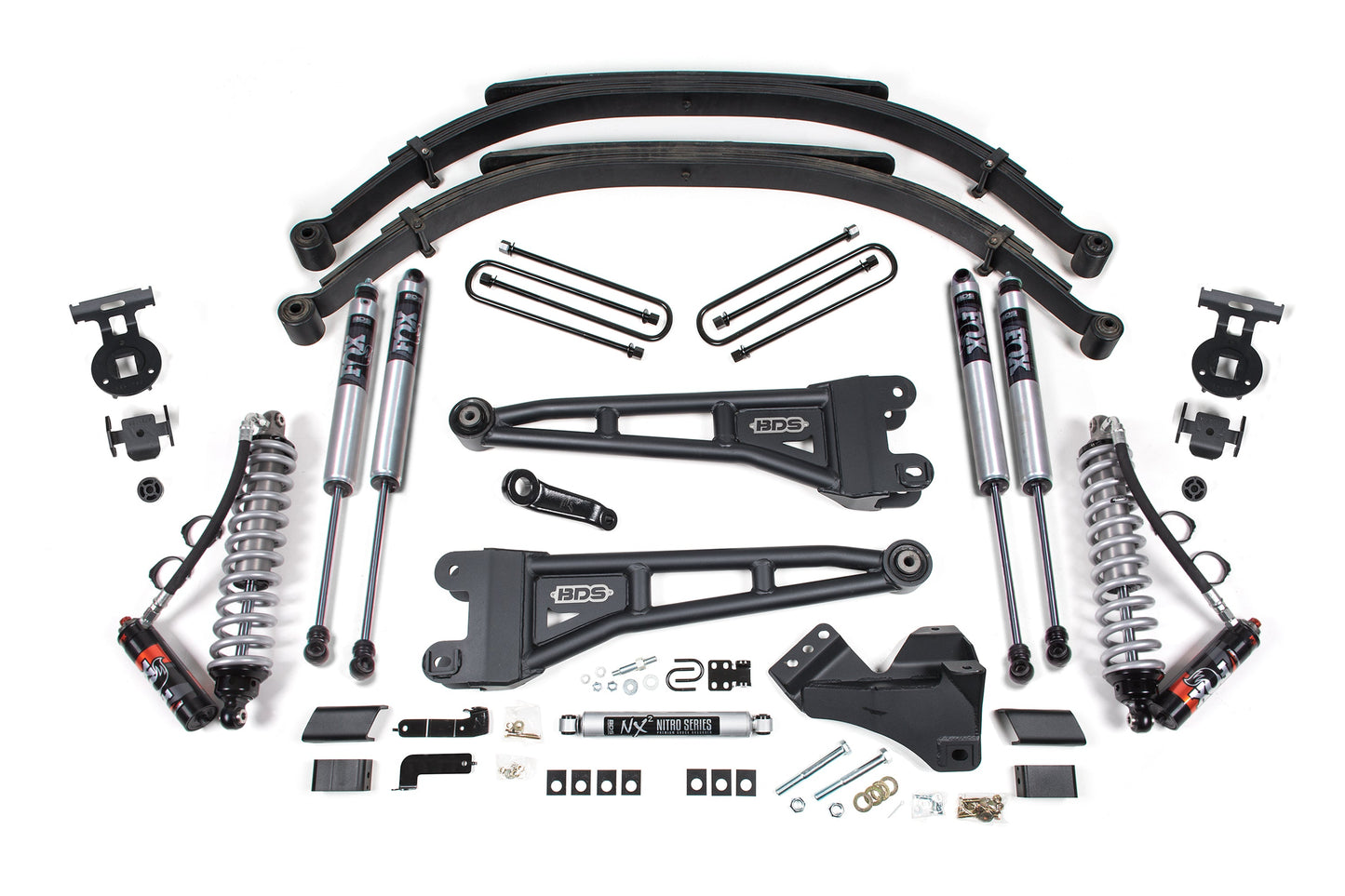 5 Inch Lift Kit w/ Radius Arm FOX 2.5 Coil-Over Conversion Performance Elite Ford F250/F350 Super Duty 23-24 4WD Diesel Leaf Springs 2.0 Performance BDS Suspension