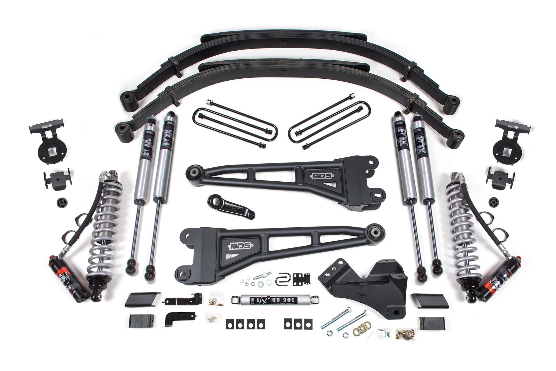 5 Inch Lift Kit w/ Radius Arm FOX 2.5 Coil-Over Conversion Performance Elite Ford F250/F350 Super Duty 23-24 4WD Diesel Leaf Springs 2.0 Performance BDS Suspension