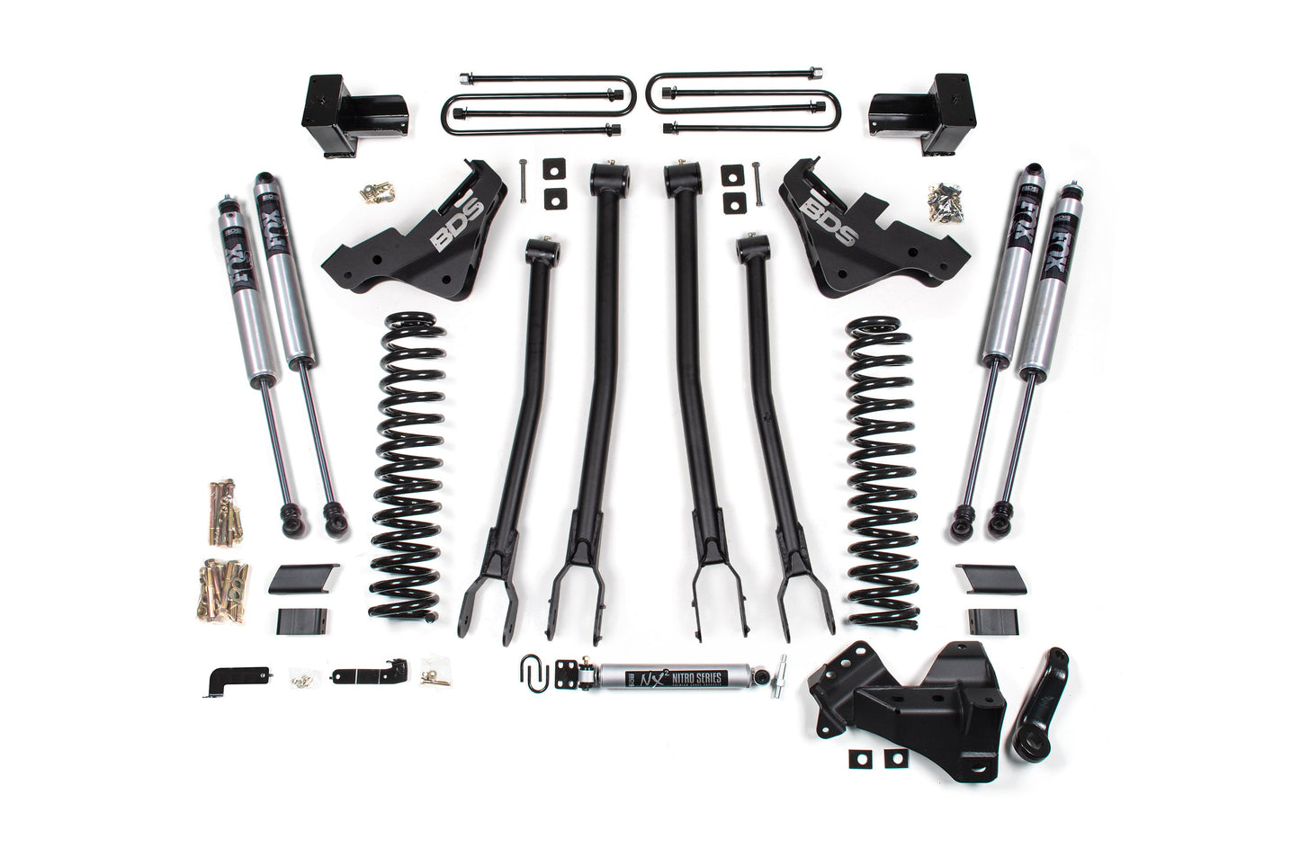 23-26 Ford F-250/F-350 Super Duty 4WD 5 Inch 4-Link Lift Kit, 4 Inch Rear, Leaf Spring, Diesel - NX2 Nitro Series Shocks BDS Suspension