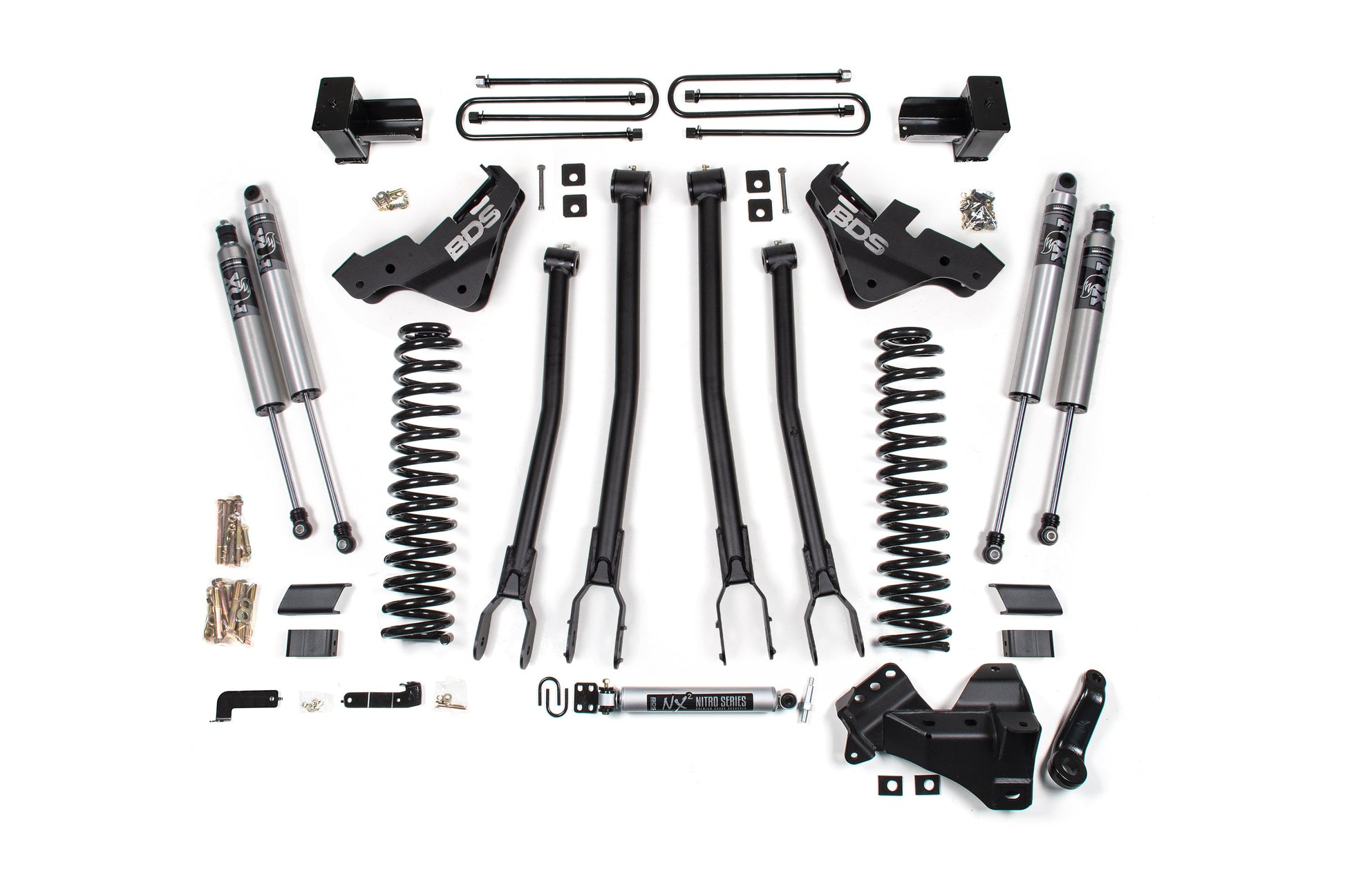 23-26 Ford F-350 Super Duty 4WD 5 Inch 4-Link Lift Kit, 2 Inch Rear, Block, Diesel, DRW - Fox 2.0 Performance Series Shocks BDS Suspension