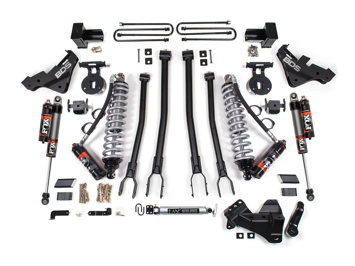 23-26 Ford F-350 Super Duty 4WD 5 Inch 4-Link Lift Kit, 2 Inch Rear, Block, Diesel, DRW - Fox 2.5 Performance Elite Series C/O Front, Fox 2.5 Performance Elite Series Rear BDS Suspension