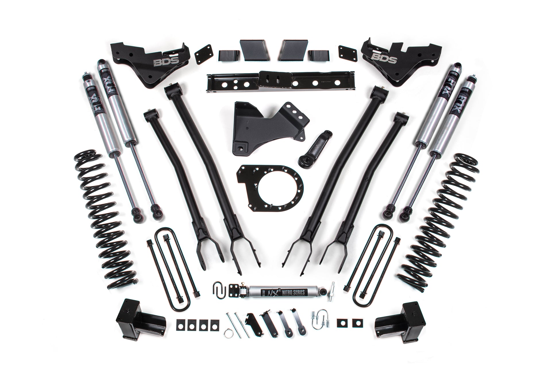 23-26 Ford F-250/F-350 Super Duty 4WD 7 Inch 4-Link Lift Kit, 5 Inch Rear, Block, Diesel - Fox 2.0 Performance Series Shocks BDS Suspension