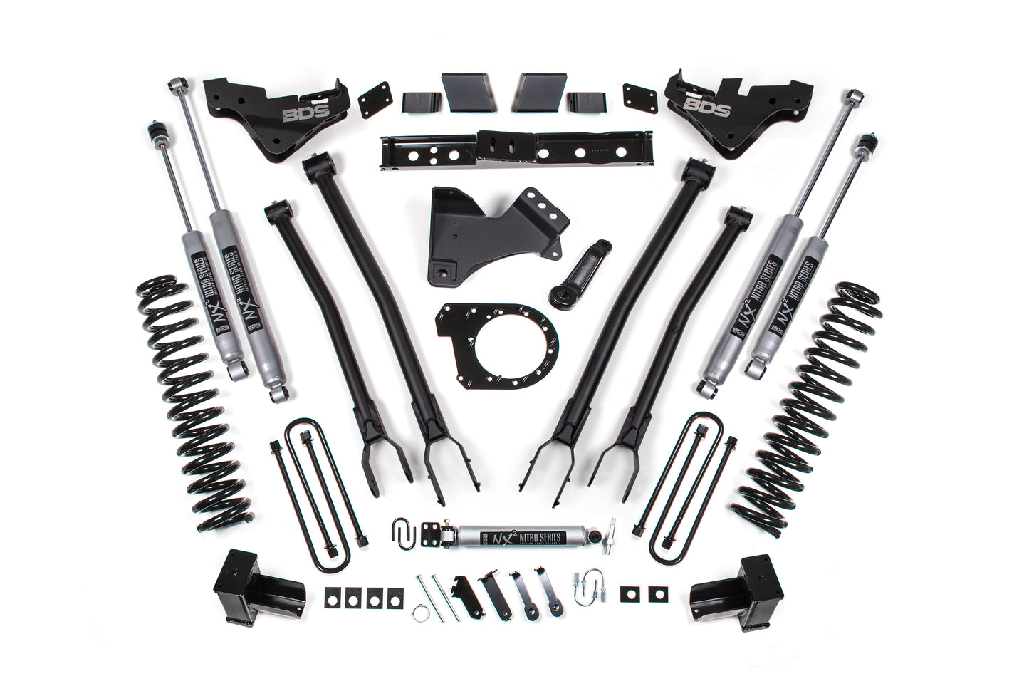 23-26 Ford F-250/F-350 Super Duty 4WD 7 Inch 4-Link Lift Kit, 5 Inch Rear, Block, Diesel - NX2 Nitro Series Shocks BDS Suspension