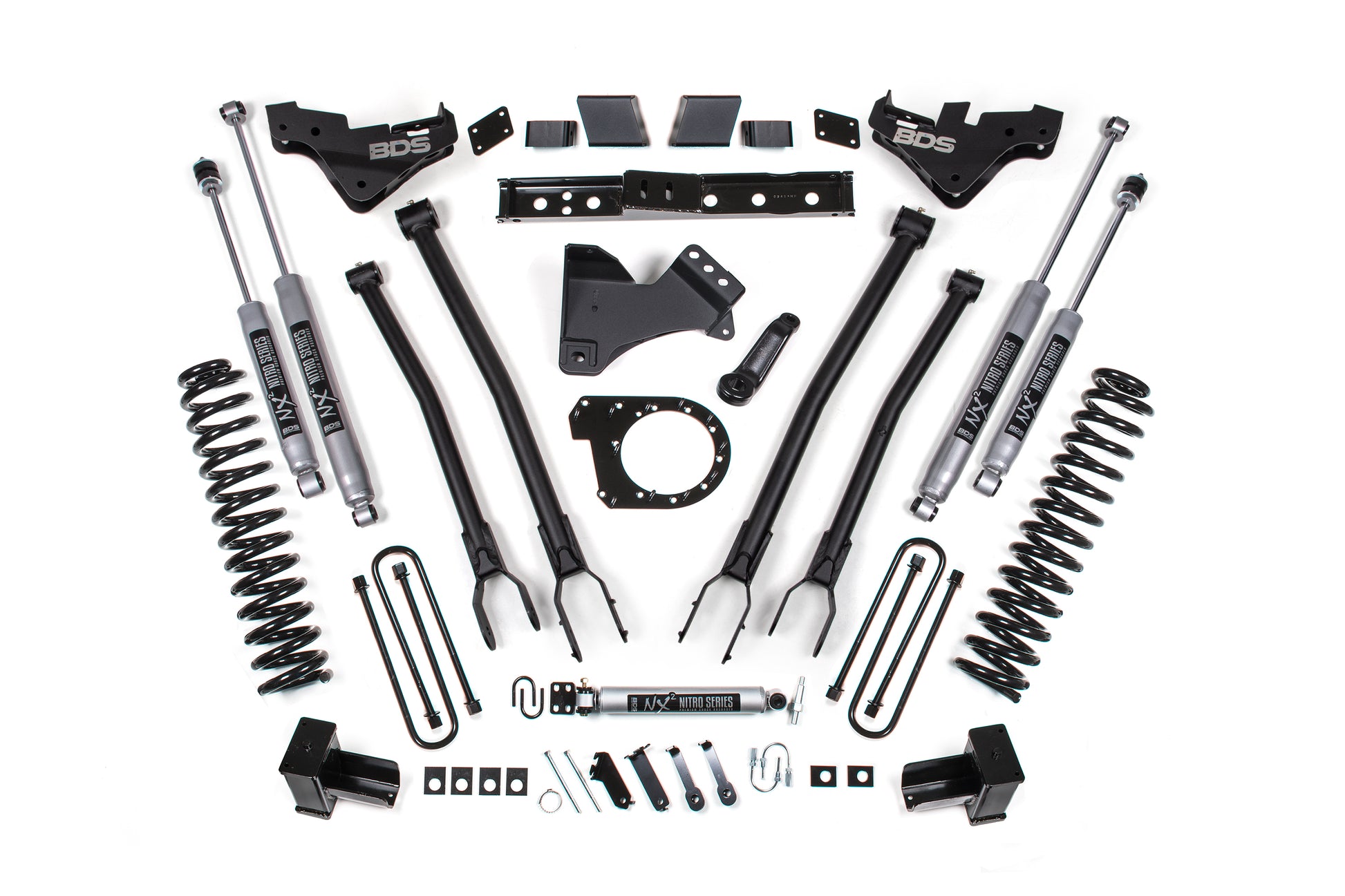 23-26 Ford F-250/F-350 Super Duty 4WD 7 Inch 4-Link Lift Kit, 5 Inch Rear, Block, Diesel - NX2 Nitro Series Shocks BDS Suspension