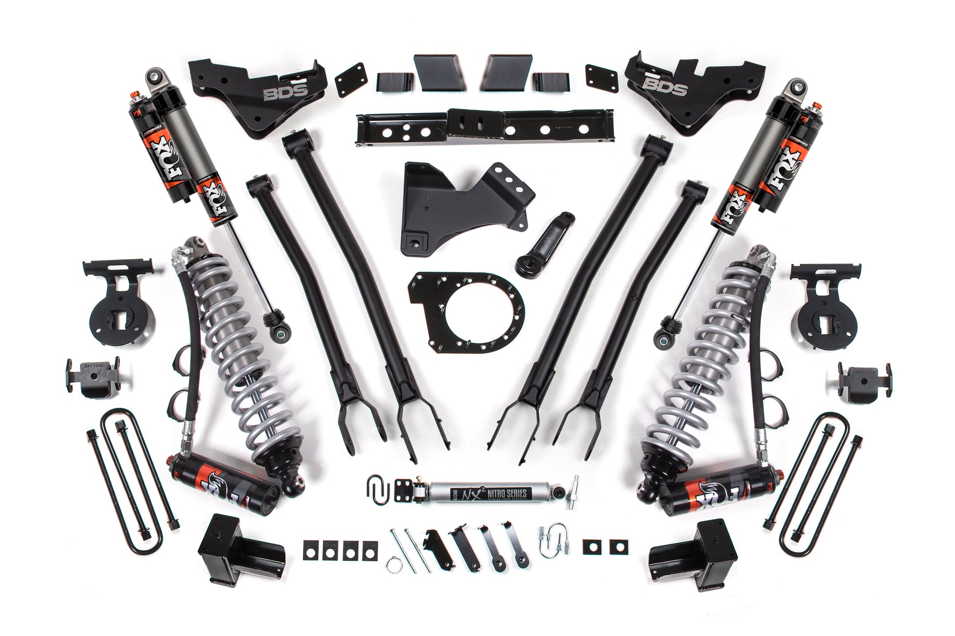 23-26 Ford F-250/F-350 Super Duty 4WD 7 Inch 4-Link Lift Kit, 5 Inch Rear, Block, Diesel - Fox 2.5 Performance Elite Series C/O Front, Fox 2.5 Performance Elite Series Rear BDS Suspension