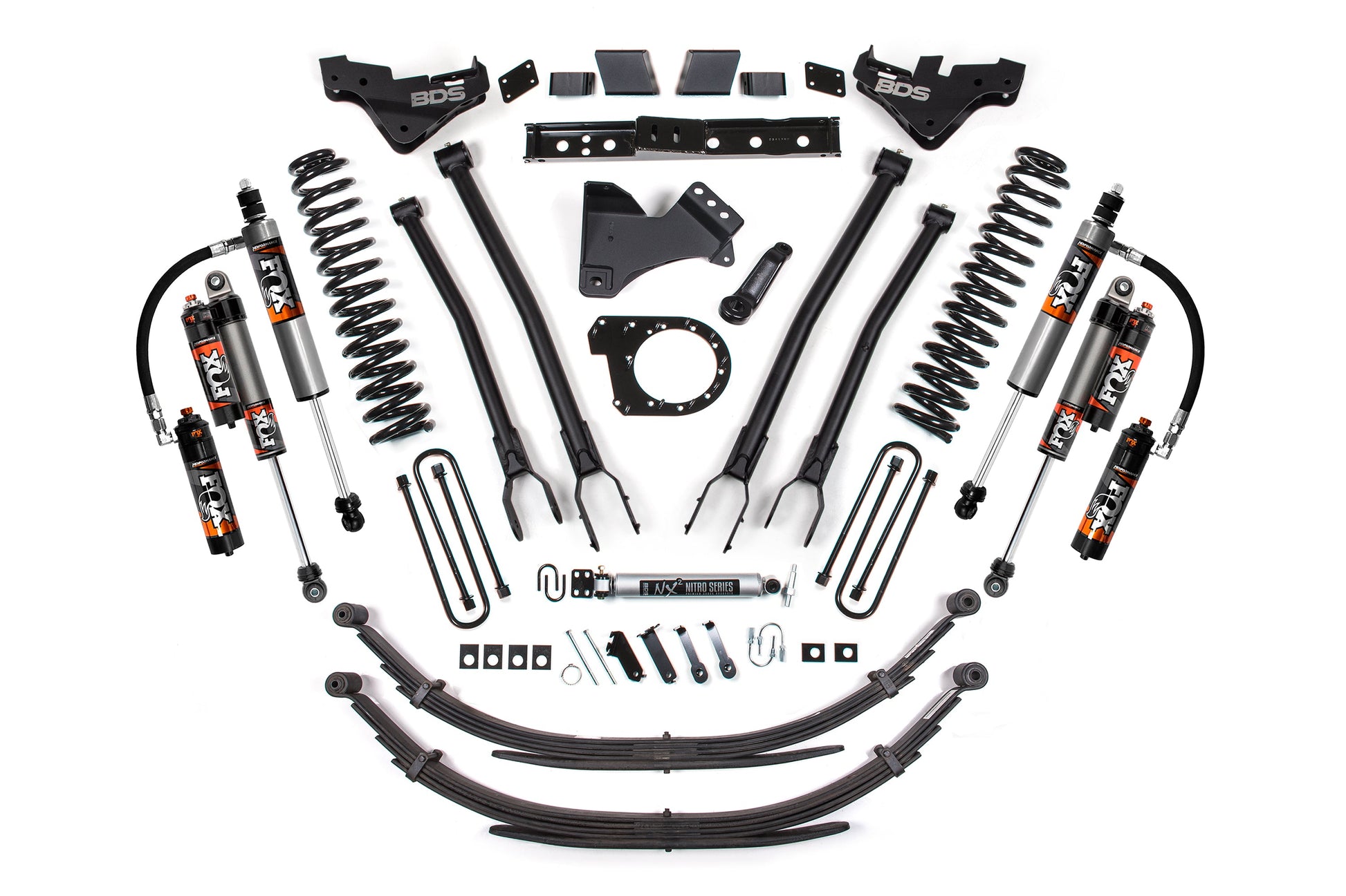 23-26 Ford F-250/F-350 Super Duty 4WD 7 Inch 4-Link Lift Kit, 6 Inch Rear, Leaf Spring, Diesel - NX2 Nitro Series Shocks BDS Suspension