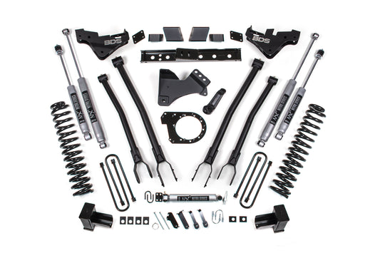 23-26 Ford F-350 Super Duty 4WD 7 Inch 4-Link Lift Kit, 4 Inch Rear, Block, Diesel, DRW - Fox 2.5 Performance Elite Series Shocks BDS Suspension