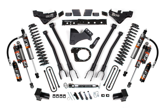 23-26 Ford F-350 Super Duty 4WD 7 Inch 4-Link Lift Kit, 4 Inch Rear, Block, Diesel, DRW - Fox 2.5 Performance Series HTO Shocks BDS Suspension