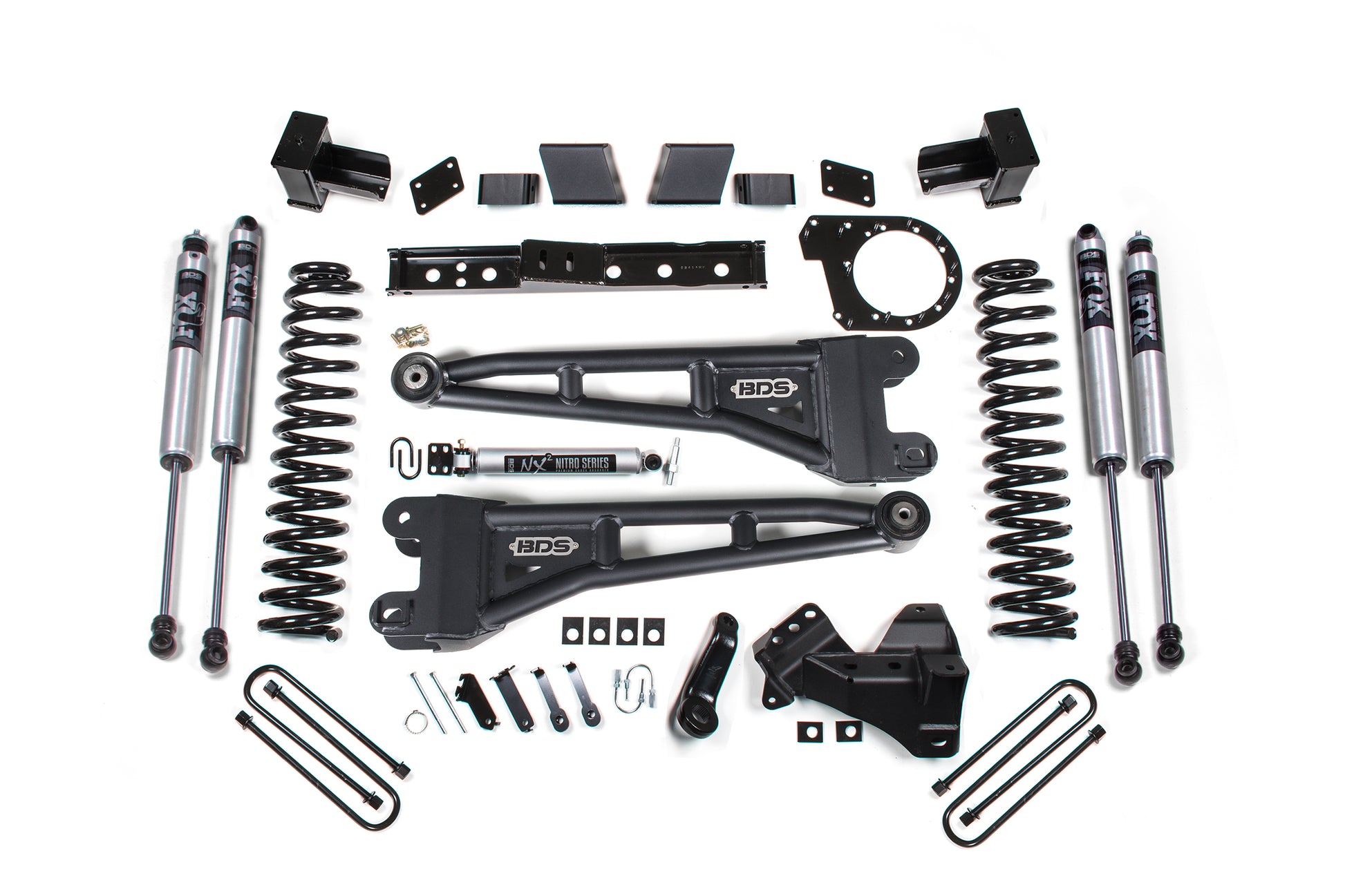 23-26 Ford F-250/F-350 SRW 4WD 7 Inch Radius Arm Lift Kit, 4.5 Inch Rear, Block, Diesel - NX2 Nitro Series Shocks Front and Rear BDS Suspension
