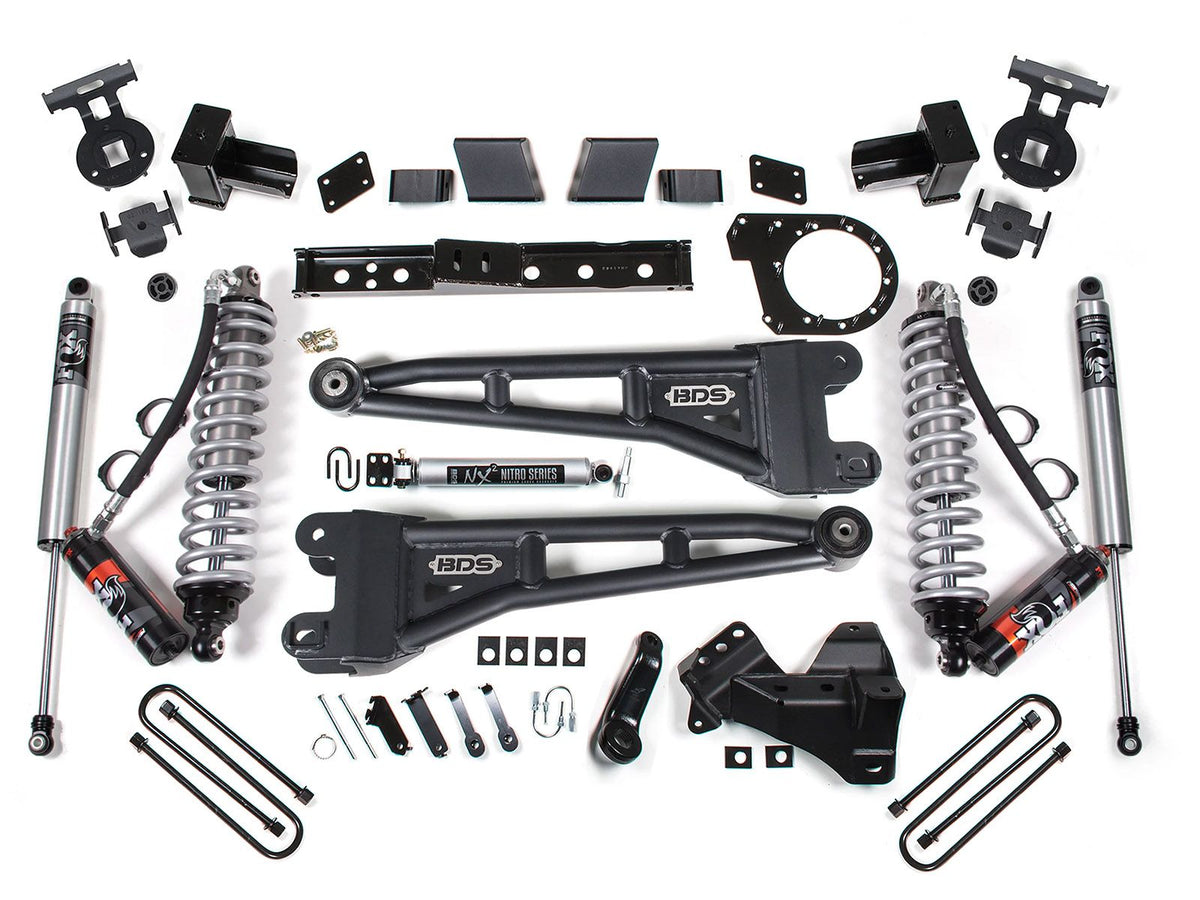 23-26 Ford F-250/F-350 SRW 4WD 7 Inch Radius Arm Lift Kit, 4.5 Inch Rear, Block, Diesel - Fox 2.5 Performance Elite Series C/O Front, Fox 2.5 Performance Elite Series Rear BDS Suspension