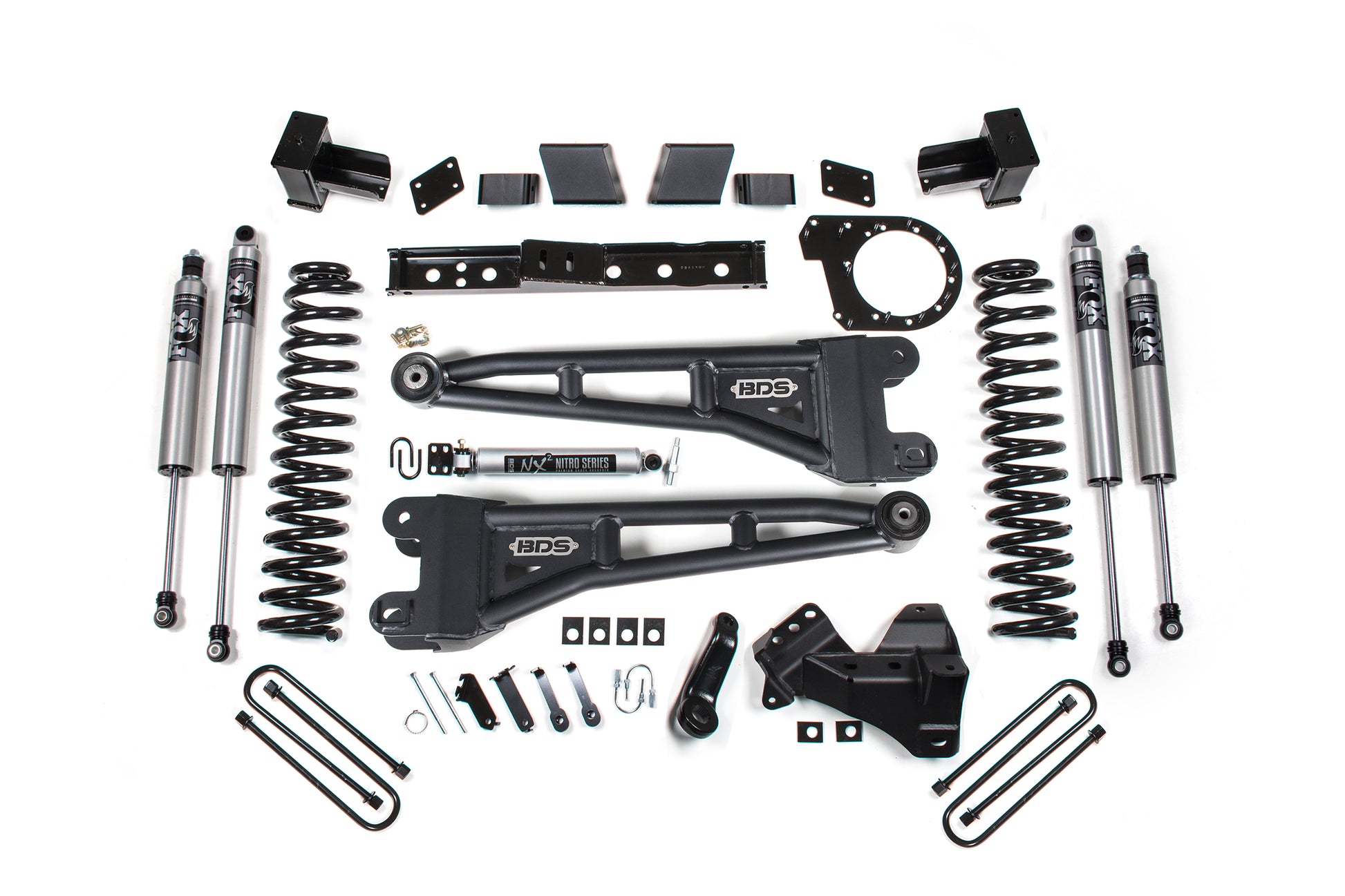 23-26 Ford F-250/F-350 SRW 4WD 7 Inch Radius Arm Lift Kit, 4.5 Inch Rear, Block, Diesel - Fox 2.5 IFP Performance Series Shocks Front and Rear BDS Suspension