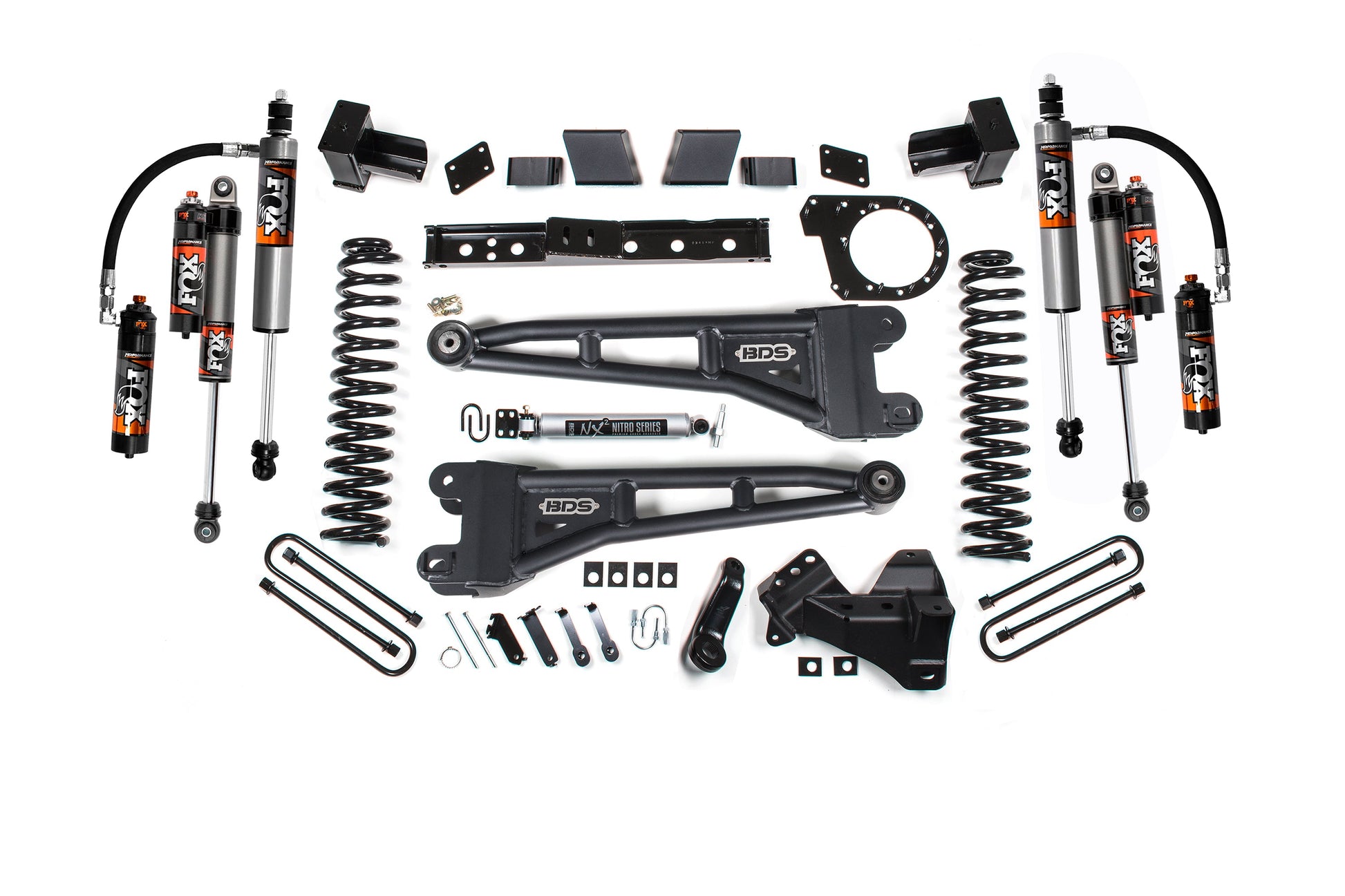 23-26 Ford F-250/F-350 SRW 4WD 7 Inch Radius Arm Lift Kit, 6 Inch Rear, Leaf Spring, Diesel - Fox 2.5 Performance Elite Series C/O Front, Fox 2.5 Performance Elite Series Shocks Rear BDS Suspension