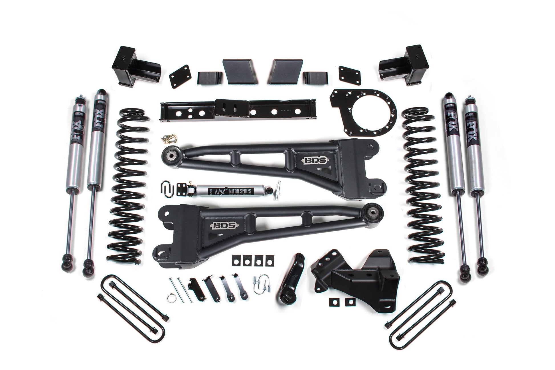 23-26 Ford F-250/F-350 SRW 4WD 7 Inch Radius Arm Lift Kit, 6 Inch Rear, Leaf Spring, Diesel - FOX 2.0 IFP Performance Series Shocks Front and Rear BDS Suspension