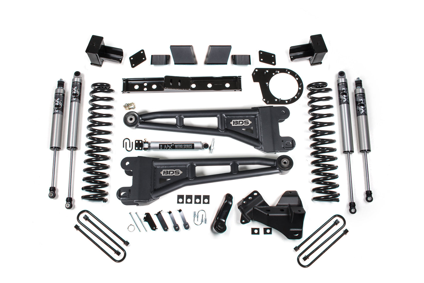 23-26 Ford F-250/F-350 SRW 4WD 7 Inch Radius Arm Lift Kit, 6 Inch Rear, Leaf Spring, Diesel - NX2 Nitro Series Shocks Front and Rear BDS Suspension