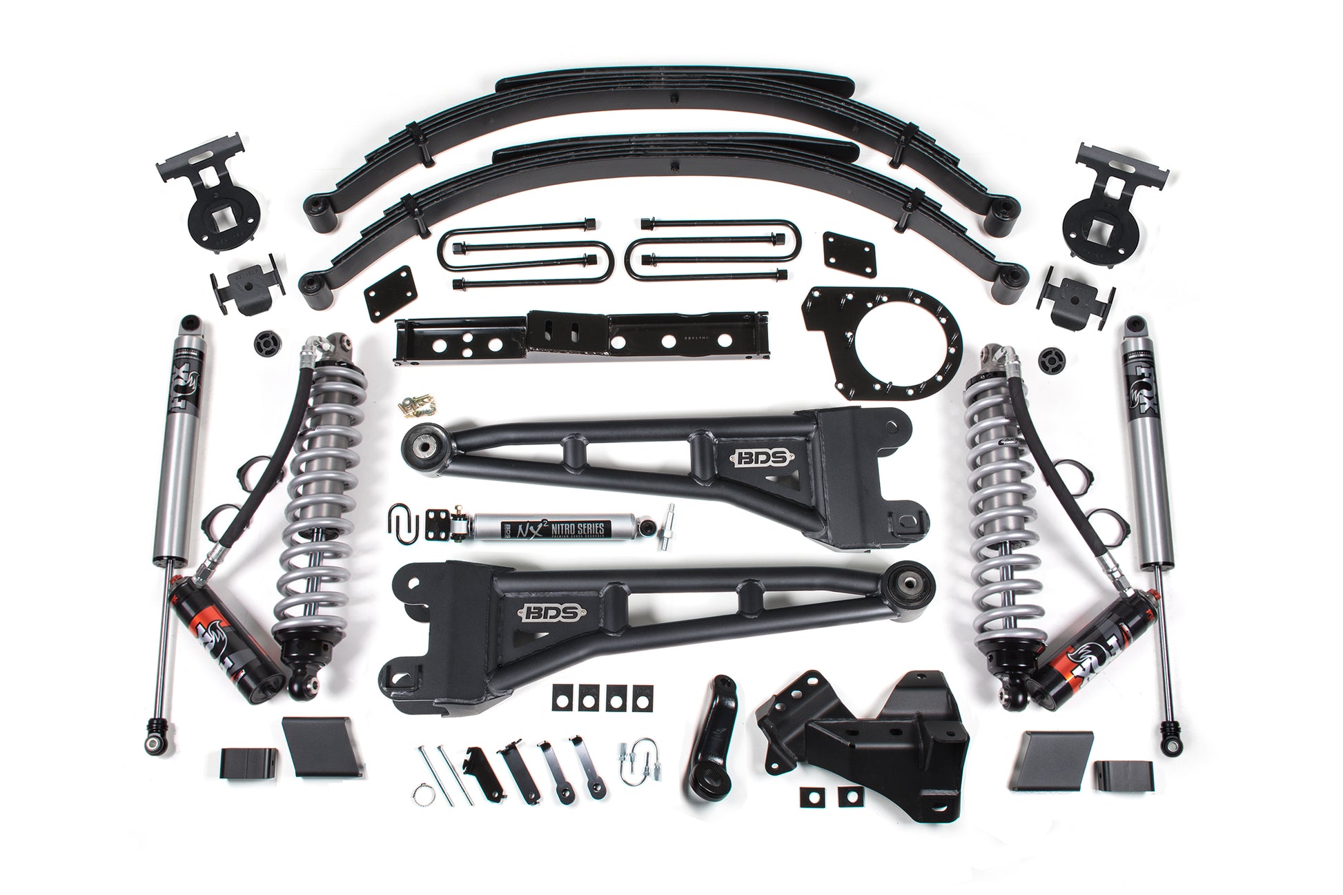23-26 Ford F-250/F-350 SRW 4WD 7 Inch Radius Arm Lift Kit, 6 Inch Rear, Leaf Spring, Diesel - Fox 2.5 Performance Elite Series C/O Front, Fox 2.5 IFP Performance Series Rear BDS Suspension