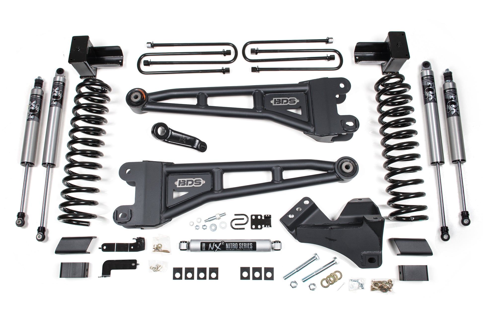 23-26 Ford F-350 DRW 4WD 5 Inch Radius Arm Lift Kit, 3 Inch Rear, Block, Diesel - Fox 2.5 IFP Performance Series Front and Rear Shocks BDS Suspension