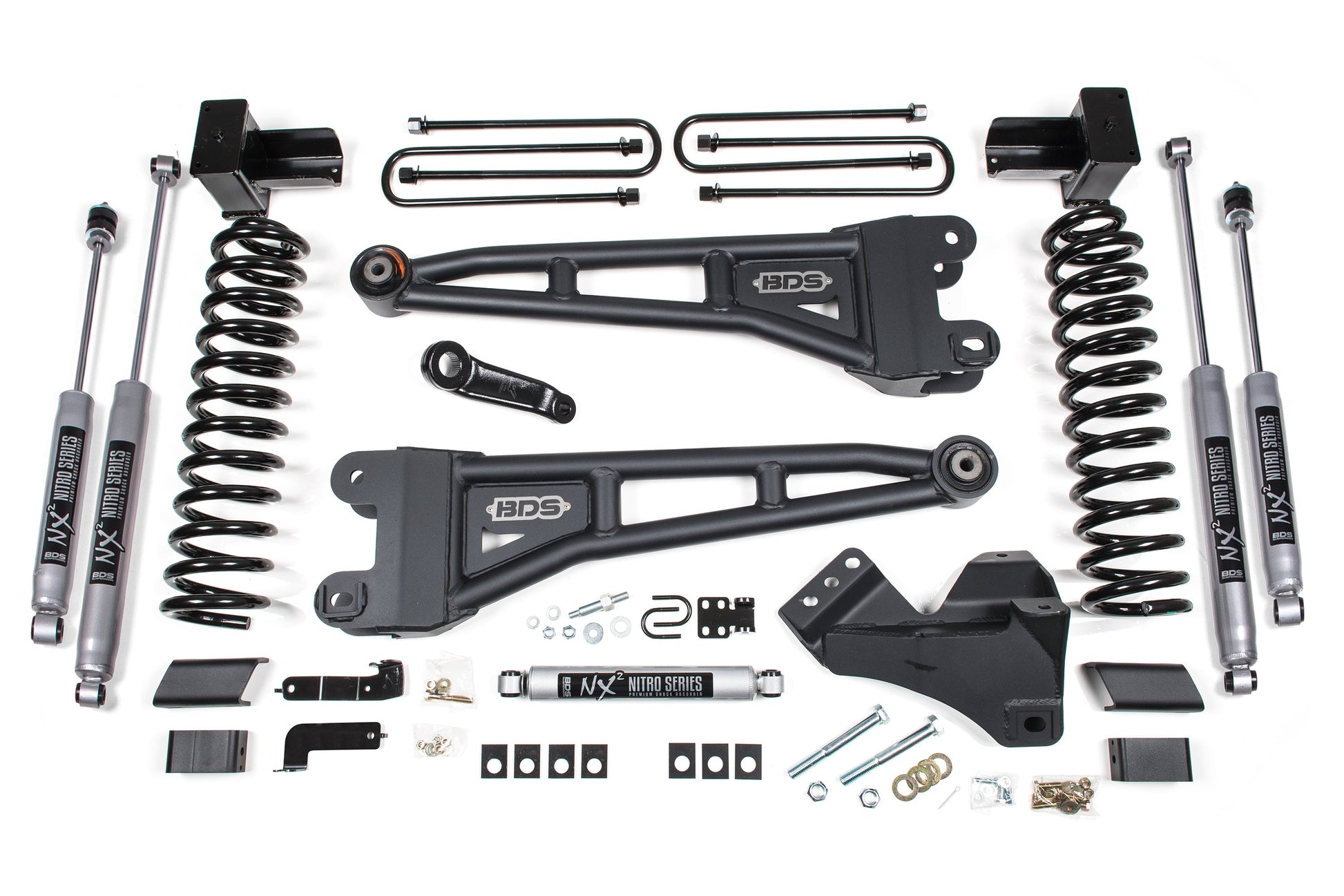 23-26 Ford F-350 DRW 4WD 5 Inch Radius Arm Lift Kit, 3 Inch Rear, Block, Gas - Fox 2.5 Performance Elite Series Front and Rear Shocks BDS Suspension