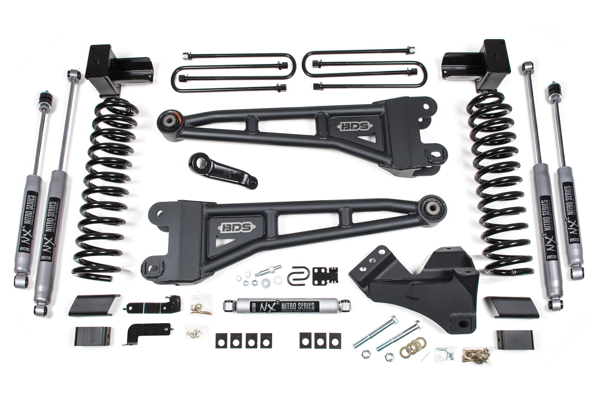 23-26 Ford F-350 DRW 4WD 5 Inch Radius Arm Lift Kit, 3 Inch Rear, Block, Gas - NX2 Nitro Shocks Front and Rear Shocks BDS Suspension