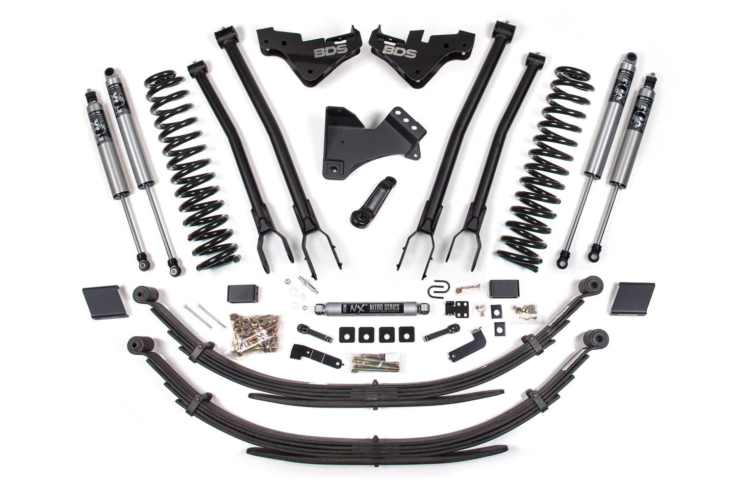 23-26 Ford F-250/F-350 4WD 5 Inch 4-Link Lift Kit, 3 Inch Rear, Block (W/O Overload), Diesel - Fox 2.0 IFP Performance Series Shocks Front and Rear BDS Suspension