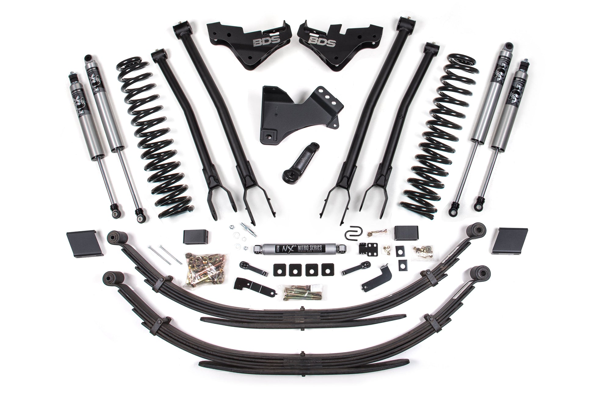 23-26 Ford F-250/F-350 4WD 5 Inch 4-Link Lift Kit, 3 Inch Rear, Block (W/O Overload), Diesel - Fox 2.0 IFP Performance Series Shocks Front and Rear BDS Suspension