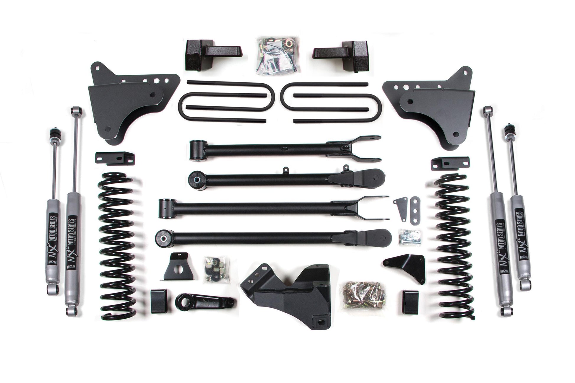 6 Inch Lift Kit w/ 4-Link Ford F250/F350 Super Duty 05-07 4WD Gas Leaf Springs BDS Suspension