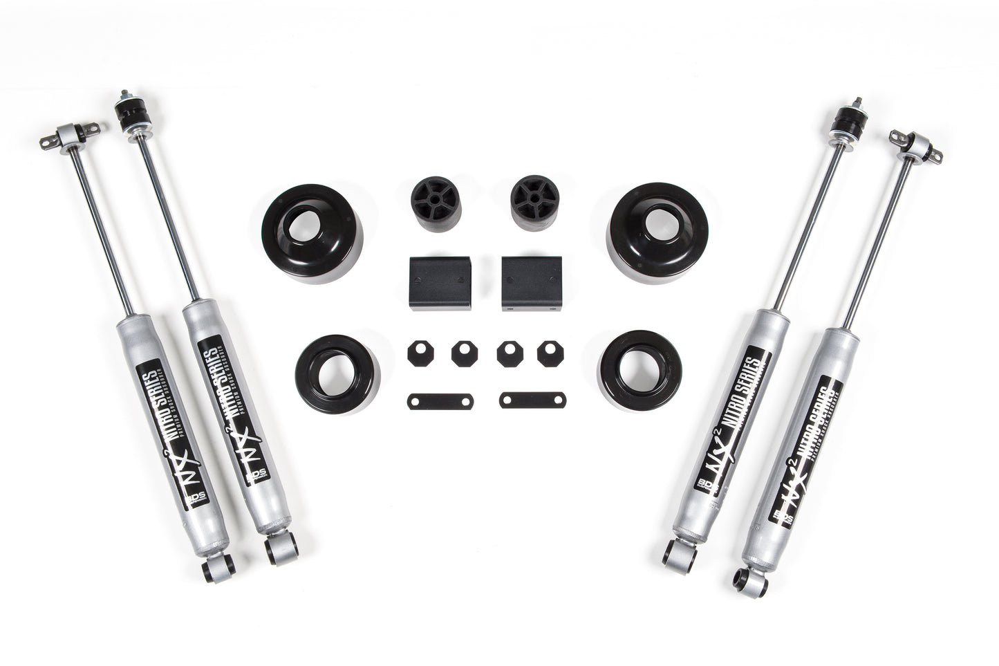 2 Inch Lift Kit Coil Spacer Jeep Wrangler JK 07-18 2/4-Door NX2 Nitro Shocks BDS Suspension