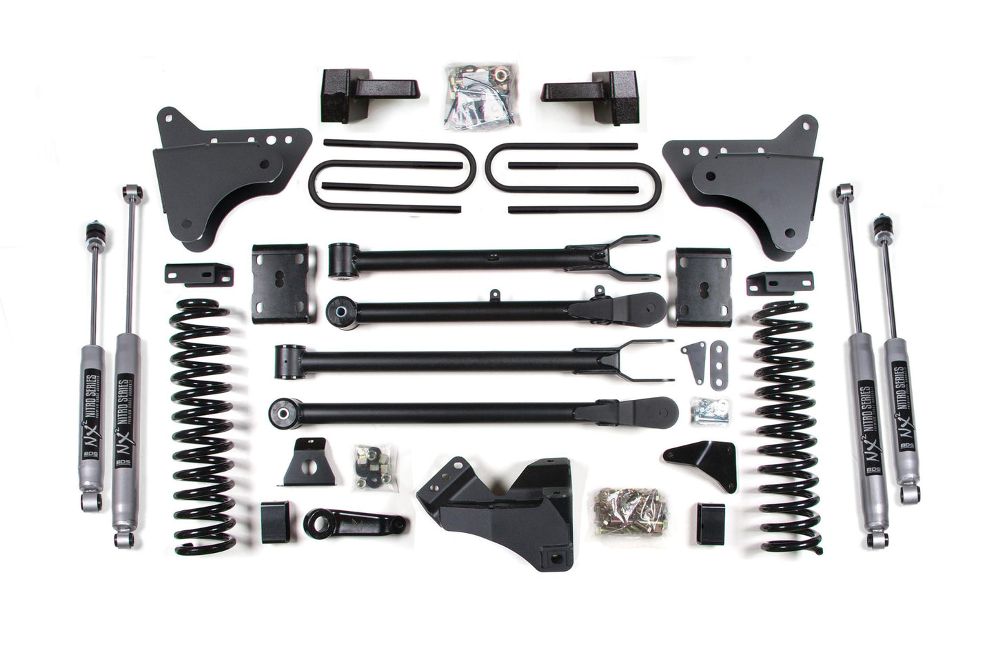 4 Inch Lift Kit w/ 4-Link Ford F250/F350 Super Duty 11-16 4WD Gas Block BDS Suspension-1