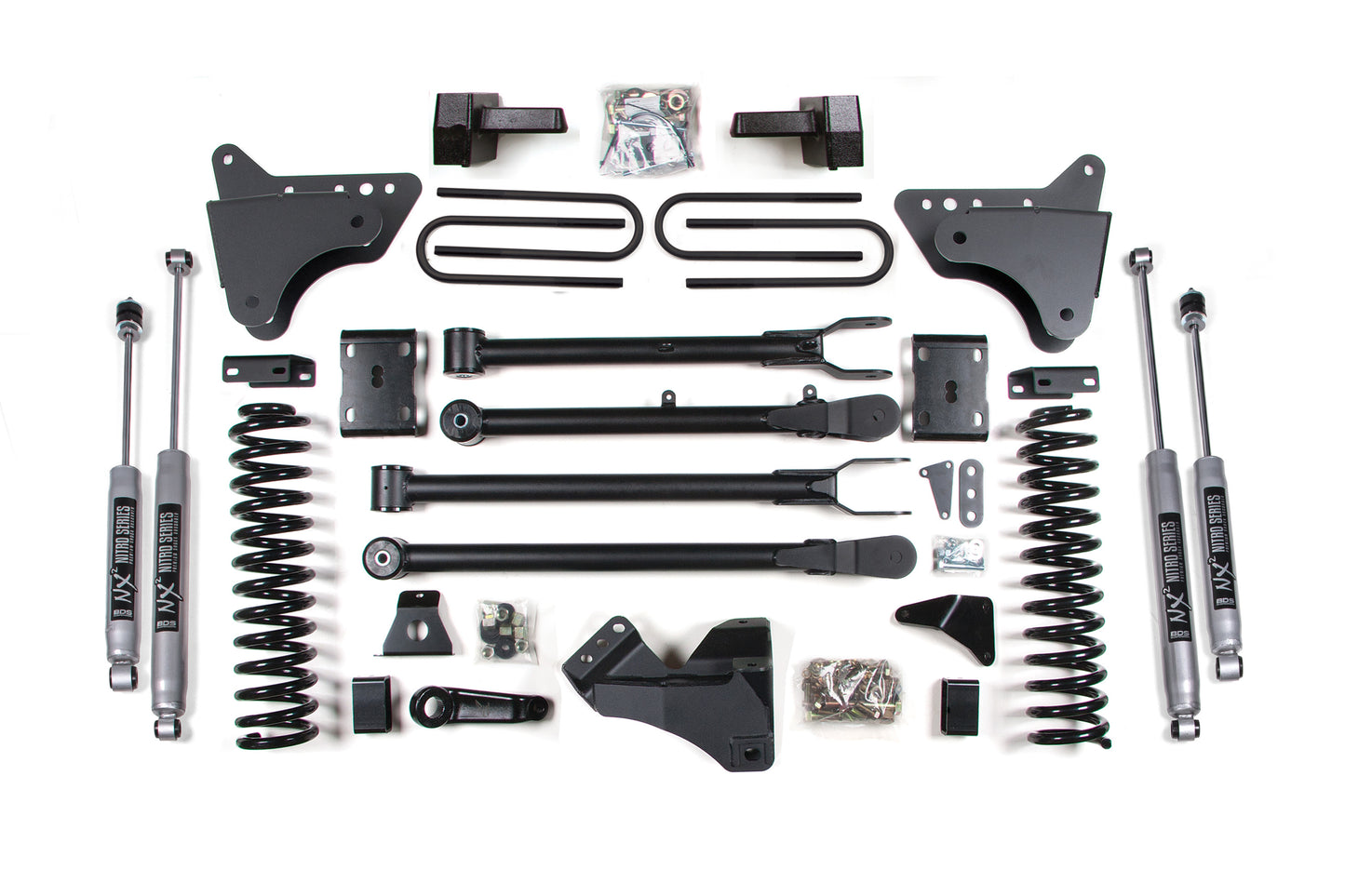 4 Inch Lift Kit w/ 4-Link Ford F250/F350 Super Duty 11-16 4WD Gas Leaf Springs BDS Suspension-1