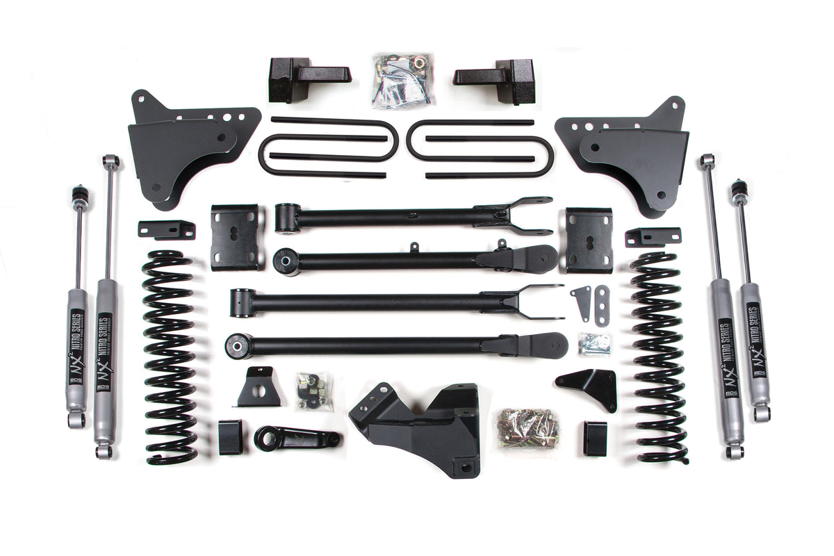 4 Inch Lift Kit w/ 4-Link Ford F250/F350 Super Duty 11-16 4WD Gas Leaf Springs BDS Suspension-1
