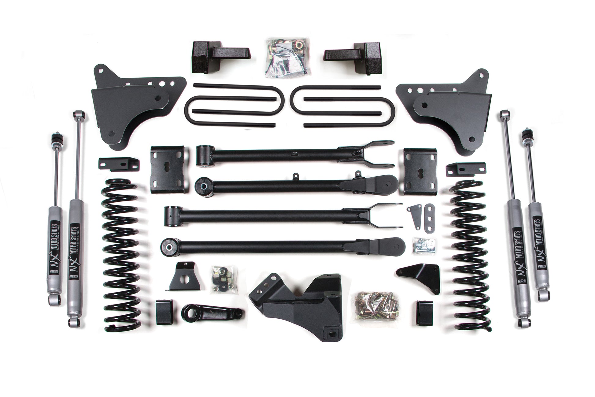 4 Inch Lift Kit w/ 4-Link Ford F250/F350 Super Duty 11-16 4WD Gas Leaf Springs BDS Suspension