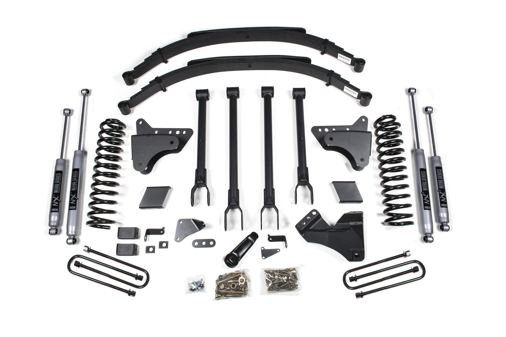 6 Inch Lift Kit w/ 4-Link Ford F250/F350 Super Duty 11-16 4WD Gas 2 Inch Rear Blocks BDS Suspension
