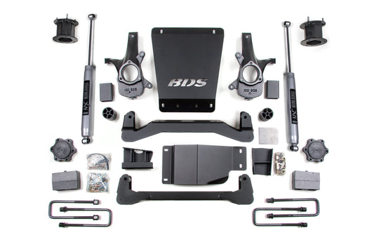 07-13 Chevrolet Silverado 1500 - GMC Sierra 1500 4WD 4.5 Inch Lift Kit, 4 Inch Rear Lift, Leaf Spring, Fox 2.0 IFP Performance Series Shocks BDS Suspension