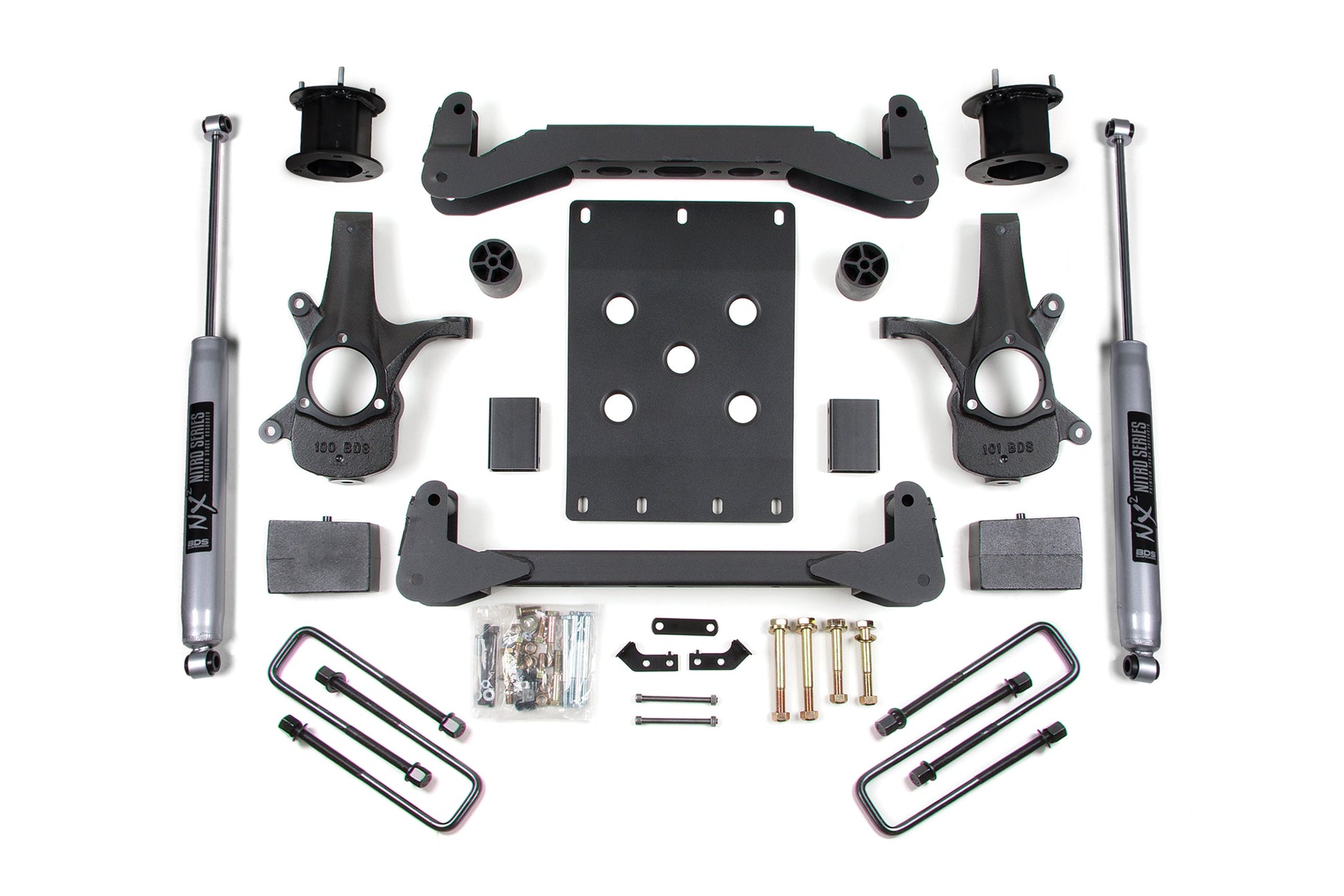 07-13 Chevrolet Silverado 1500 - GMC Sierra 1500 2WD 4.5 Inch Lift Kit, 3 Inch Rear Lift, Block, Fox 2.0 IFP Performance Series Shocks BDS Suspension