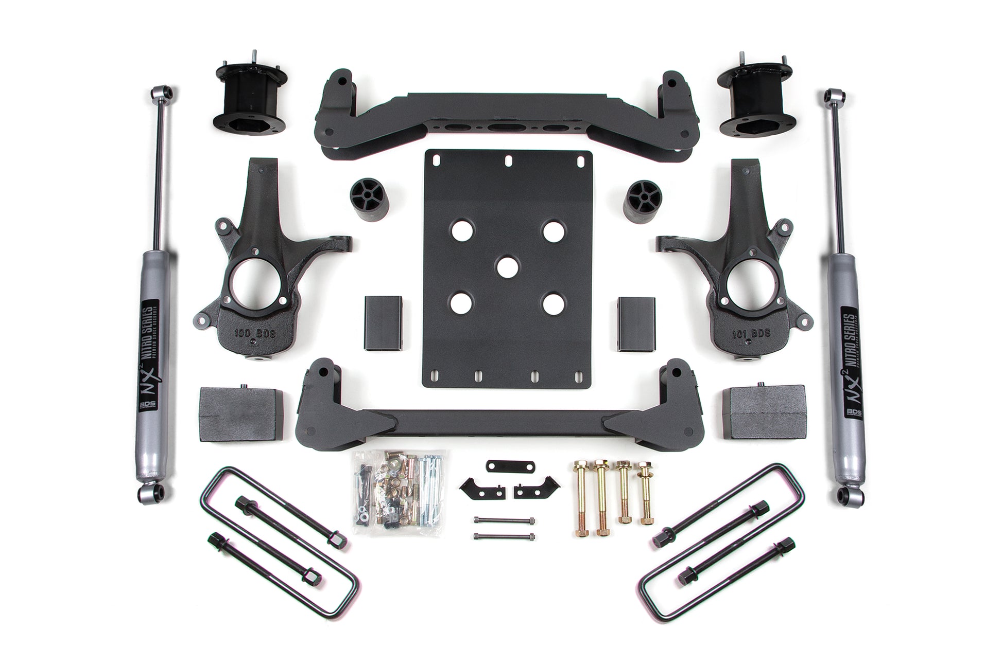 07-13 Chevrolet Silverado 1500 - GMC Sierra 1500 2WD 4.5 Inch Lift Kit, 4 Inch Rear Lift, Leaf Spring, NX2 Nitro Series Shocks BDS Suspension