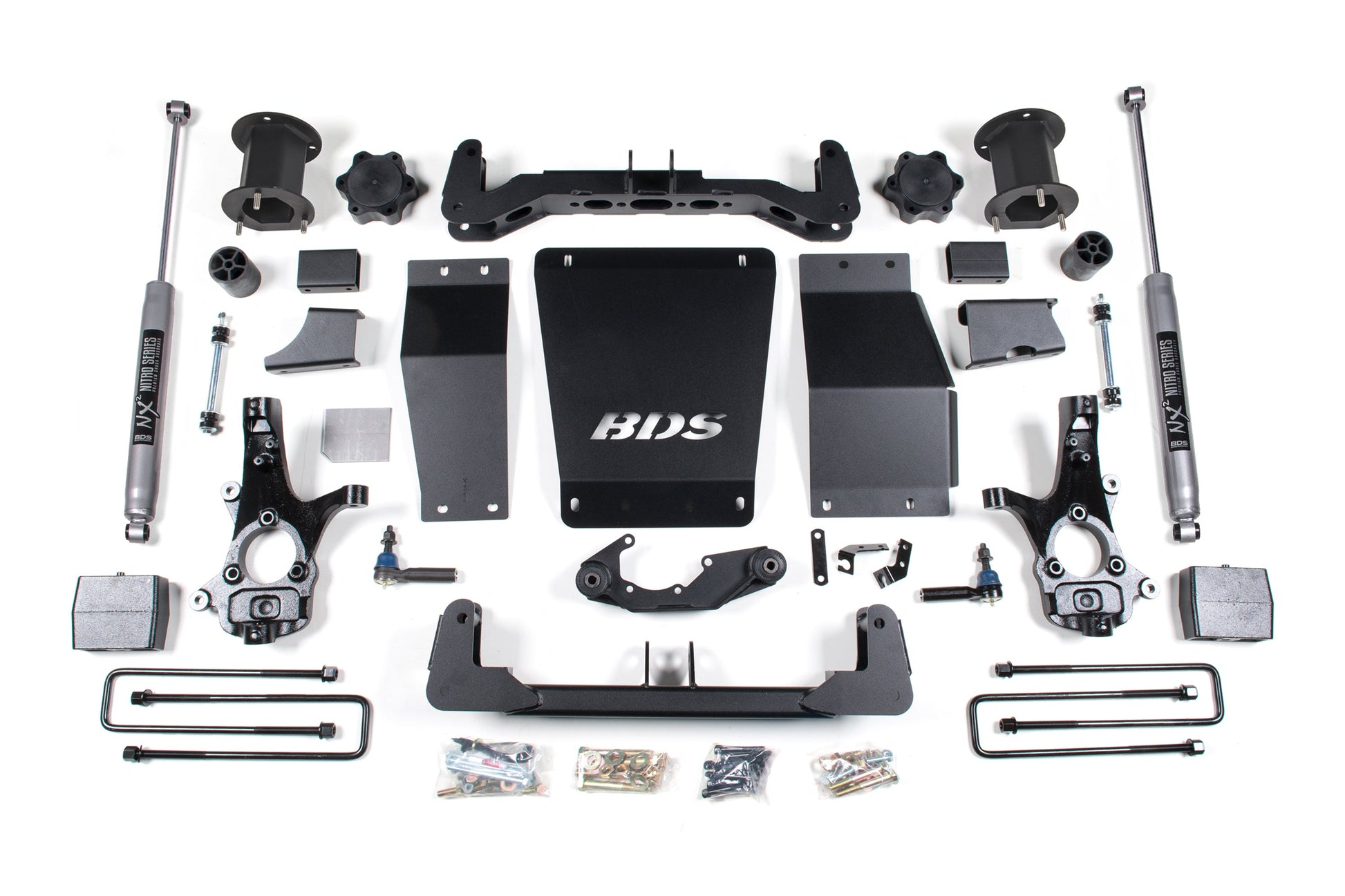 14-18 Chevrolet Silverado 1500 - GMC Sierra 1500 4WD 6.5 Inch Lift Kit (Cast Steel), 4 Inch Rear Lift, Block, NX2 Nitro Series Shocks BDS Suspension