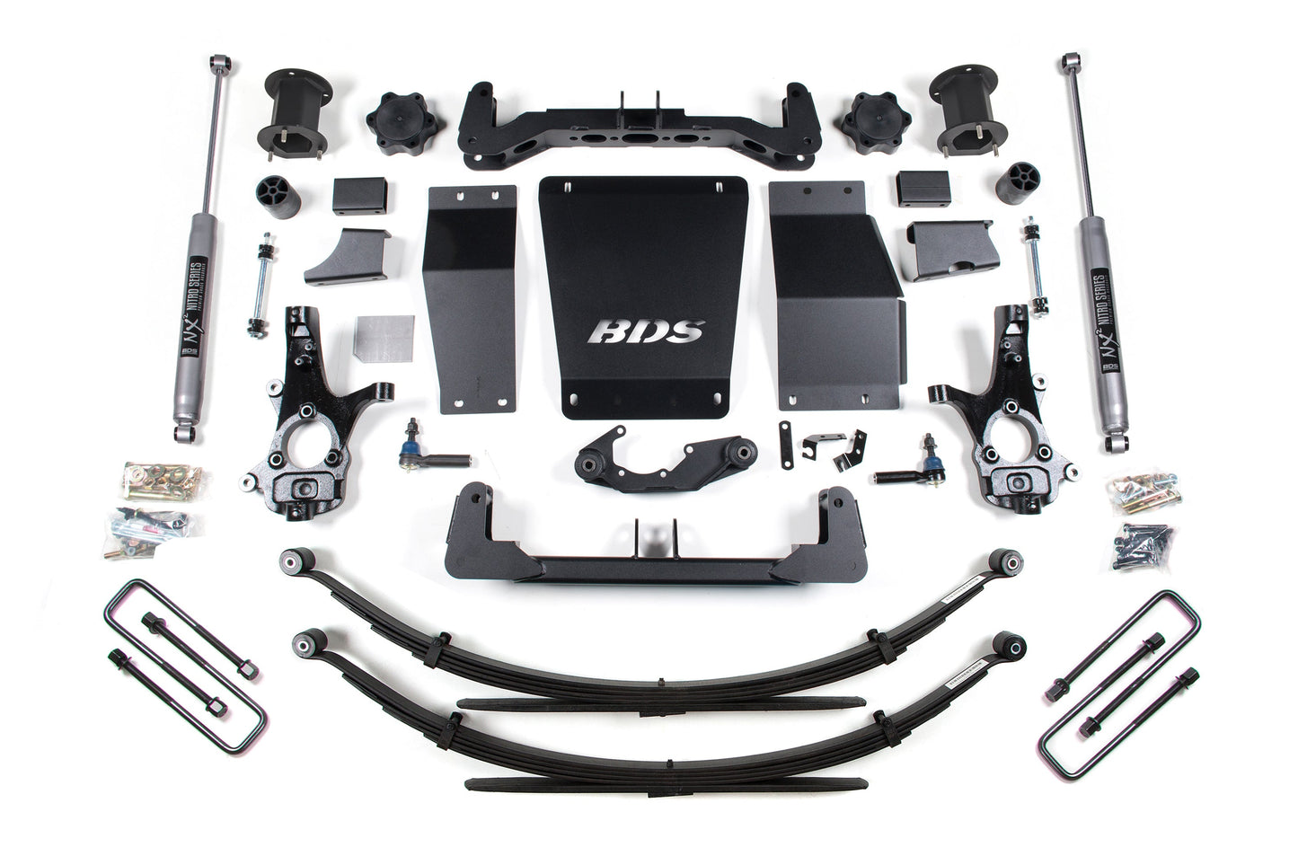 14-18 Chevrolet Silverado 1500 - GMC Sierra 1500 4WD 6.5 Inch Lift Kit (Cast Steel), 4 Inch Rear Lift, Leaf Springs, NX2 Nitro Series Shocks BDS Suspension