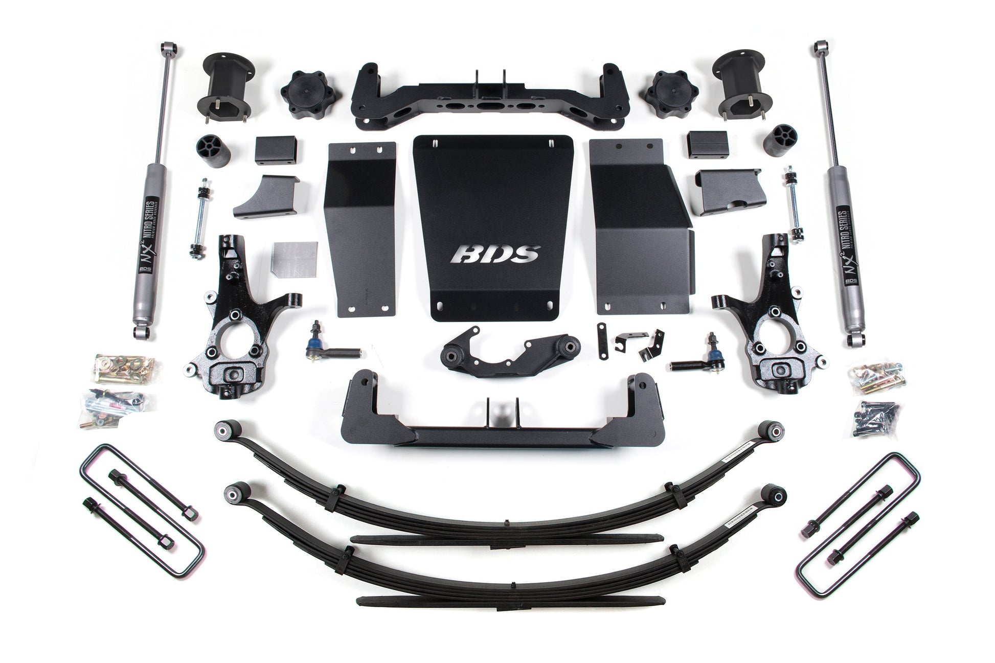14-18 Chevrolet Silverado 1500 - GMC Sierra 1500 4WD 6.5 Inch Lift Kit (Cast Steel), 4 Inch Rear Lift, Leaf Springs, NX2 Nitro Series Shocks BDS Suspension