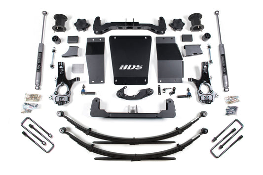 14-18 Chevrolet Silverado 1500 - GMC Sierra 1500 4WD 6.5 Inch Lift Kit (Cast Steel), 4 Inch Rear Lift, Leaf Springs, NX2 Nitro Series Shocks BDS Suspension