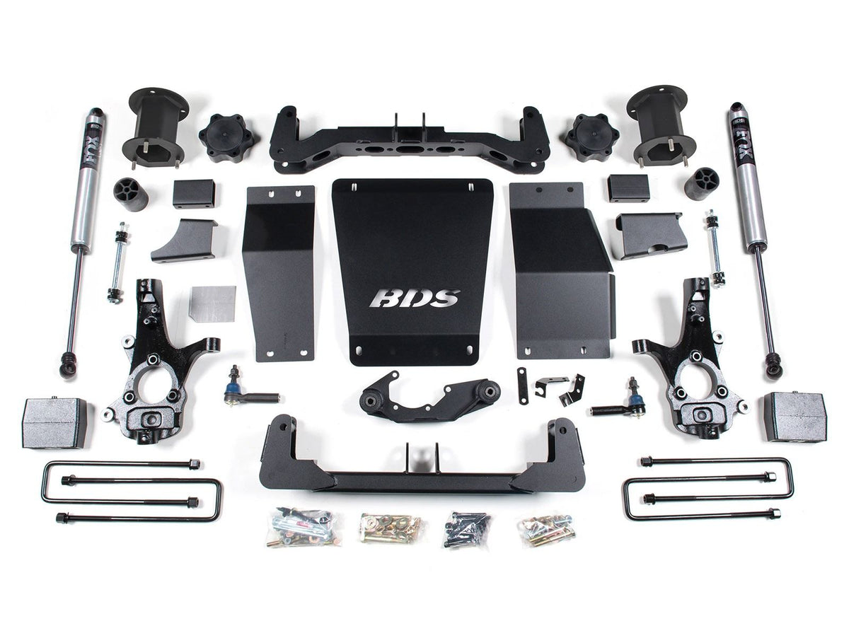 14-18 Chevrolet Silverado 1500 - GMC Sierra 1500 4WD 6.5 Inch Lift Kit (Aluminum / Stamped Steel), 4 Inch Rear Lift, Block, Fox 2.0 IFP Performance Series Shocks BDS Suspension