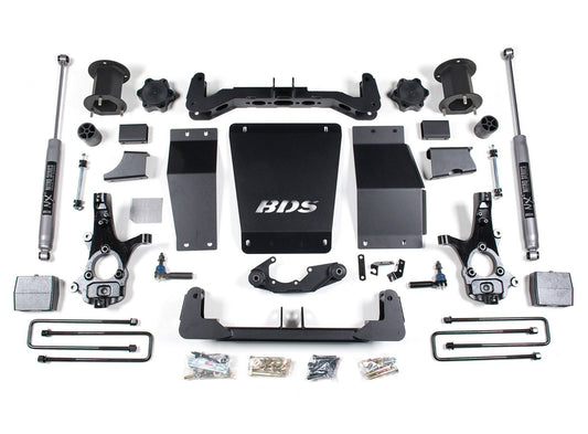 14-18 Chevrolet Silverado 1500 - GMC Sierra 1500 4WD 6.5 Inch Lift Kit (Aluminum / Stamped Steel), 4 Inch Rear Lift, Block, NX2 Nitro Series Shocks BDS Suspension
