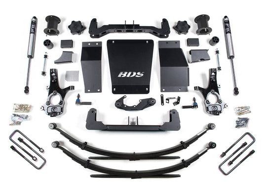 14-18 Chevrolet Silverado 1500 - GMC Sierra 1500 4WD 6.5 Inch Lift Kit (Aluminum / Stamped Steel), 4 Inch Rear Lift, Leaf Springs, Fox 2.0 IFP Performance Series Shocks BDS Suspension