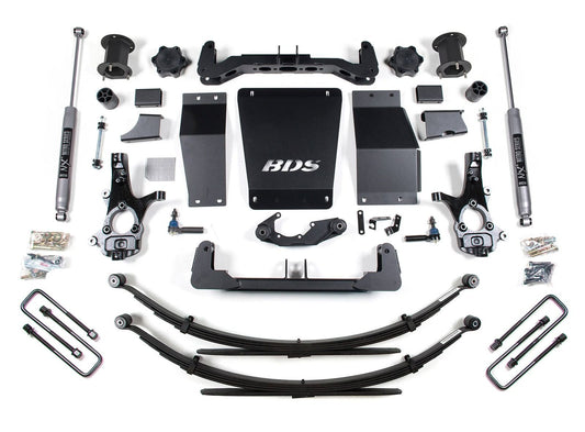14-18 Chevrolet Silverado 1500 - GMC Sierra 1500 4WD 6.5 Inch Lift Kit (Aluminum / Stamped Steel), 4 Inch Rear Lift, Leaf Springs, NX2 Nitro Series Shocks BDS Suspension