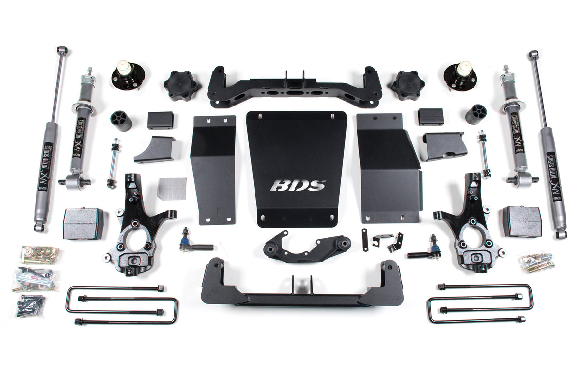6 Inch Lift Kit Silverado/Sierra 1500 14-18 4WD Aluminum / Stamped Steel Control Arm Leaf Springs BDS Suspension-1