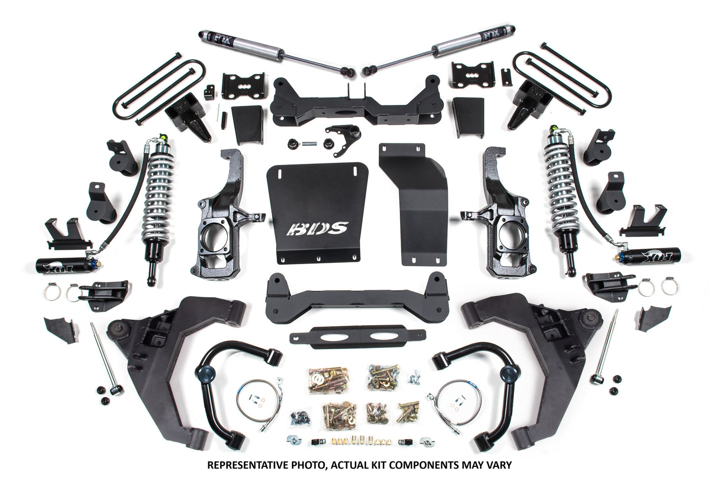 11-19 Chevrolet Silverado 2500HD/3500HD - GMC Sierra 2500HD/3500HD 4WD 6.5 Inch Coilover Conversion Kit, 5 Inch Rear Lift, Block w/o Overload - Fox 2.5 Performance Elite Series C/O, Fox 2.5 Performance Elite Series Shocks BDS Suspension