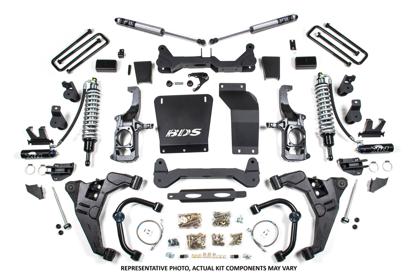 11-19 Chevrolet Silverado 2500HD/3500HD - GMC Sierra 2500HD/3500HD 4WD 6.5 Inch Coilover Conversion Kit, 5 Inch Rear Lift, Block w/o Overload - Fox 2.5 Performance Elite Series C/O, Fox 2.0 IFP Performance Series Shocks BDS Suspension