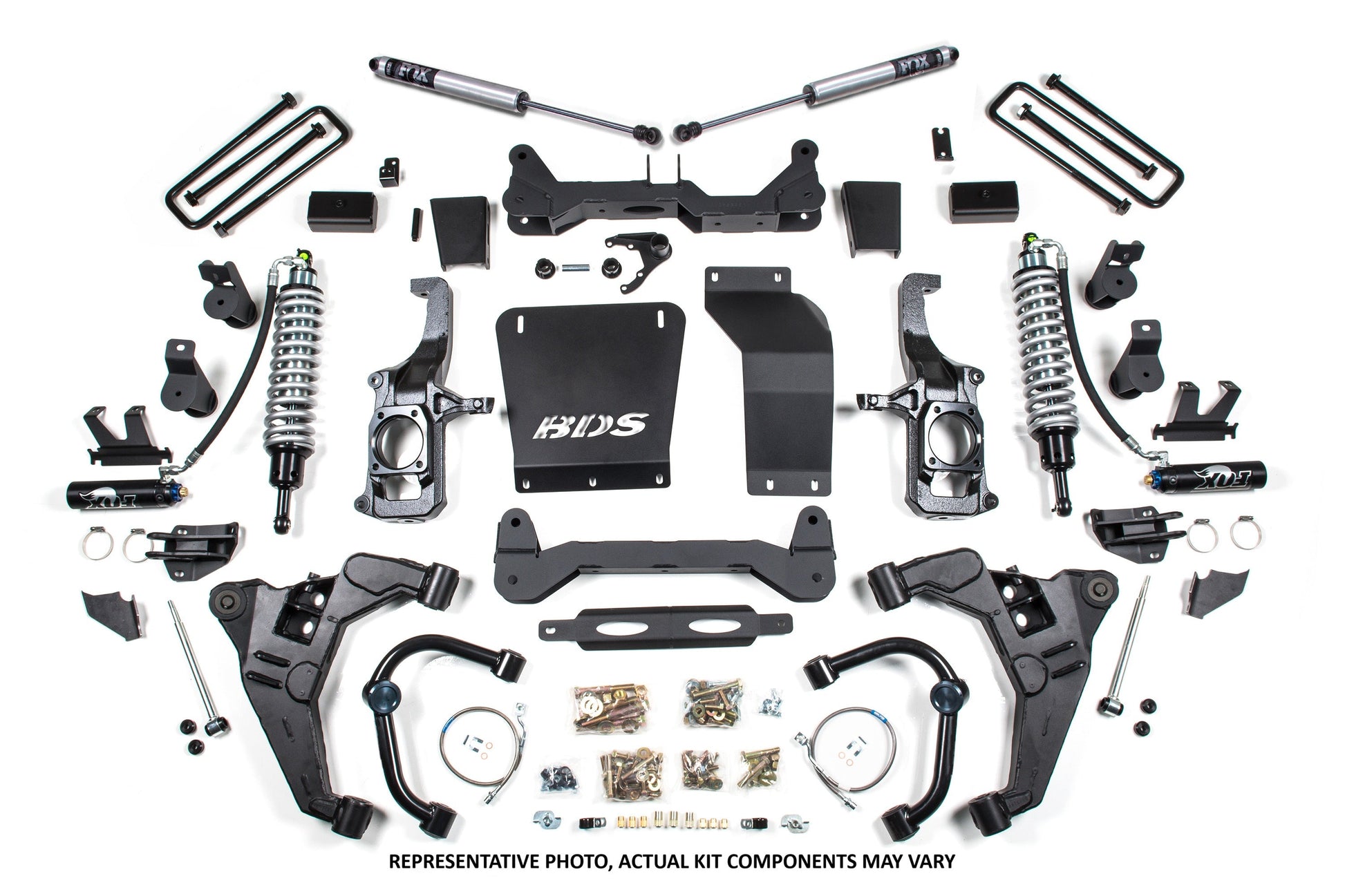11-19 Chevrolet Silverado 2500HD/3500HD - GMC Sierra 2500HD/3500HD 4WD 6.5 Inch Coilover Conversion Kit, 5 Inch Rear Lift, Block w/o Overload - Fox 2.5 Performance Elite Series C/O, Fox 2.0 IFP Performance Series Shocks BDS Suspension