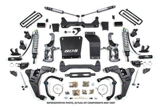 11-19 Chevrolet Silverado 2500HD/3500HD - GMC Sierra 2500HD/3500HD 4WD 6.5 Inch Coilover Conversion Kit, 5 Inch Rear Lift, Block w/o Overload - Fox 2.5 Performance Elite Series C/O, Fox 2.0 IFP Performance Series Shocks BDS Suspension