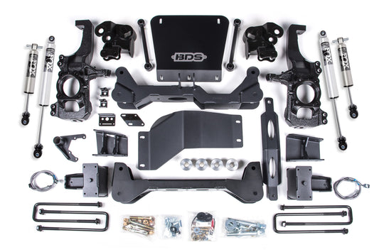 20-24 GM 2500HD/3500HD 4wd 5 Inch Lift System, 4.5 Inch Rear Lift, Block, w/ overload Fox 2.5 HTO BDS Suspension