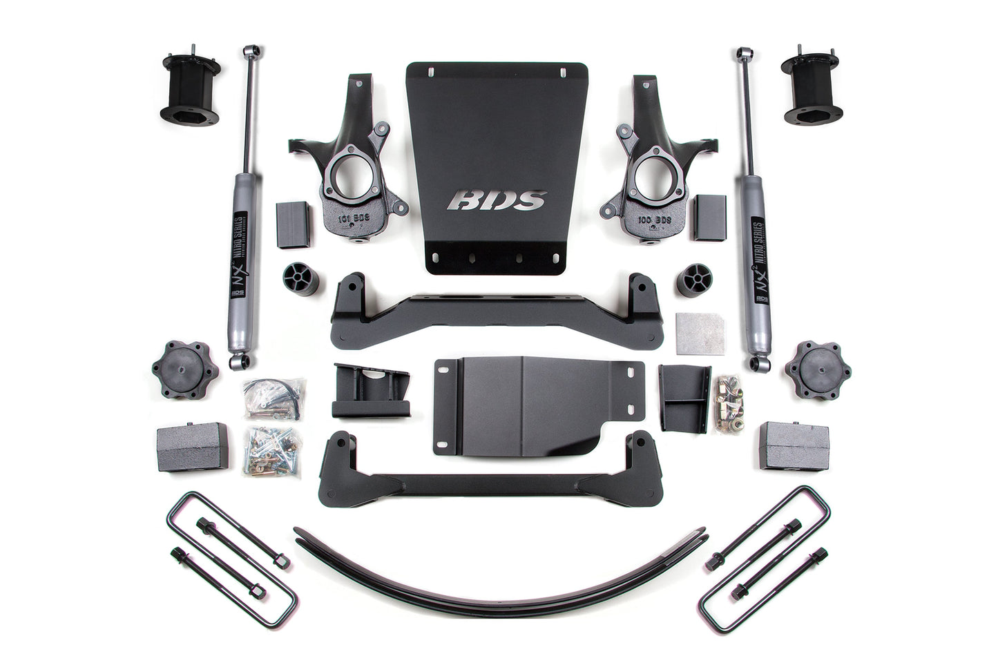 07-13 Chevrolet Silverado 1500 - GMC Sierra 1500 4WD 6 Inch Lift Kit, 4.5 Inch Rear Lift, Block and Add-A-Leaf, Fox 2.0 IFP Performance Series Shocks BDS Suspension