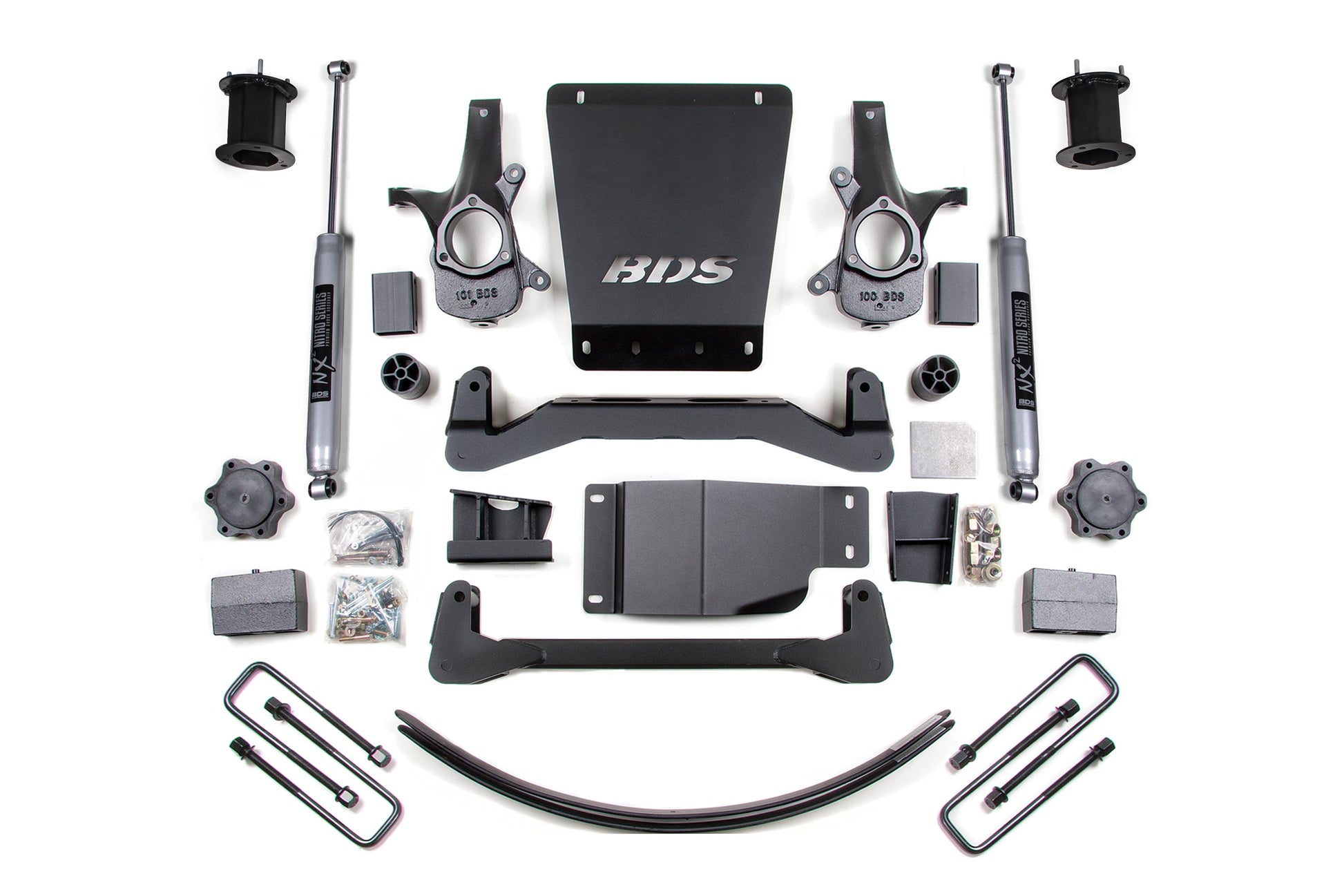 07-13 Chevrolet Silverado 1500 - GMC Sierra 1500 4WD 6 Inch Lift Kit, 4.5 Inch Rear Lift, Block and Add-A-Leaf, Fox 2.0 IFP Performance Series Shocks BDS Suspension